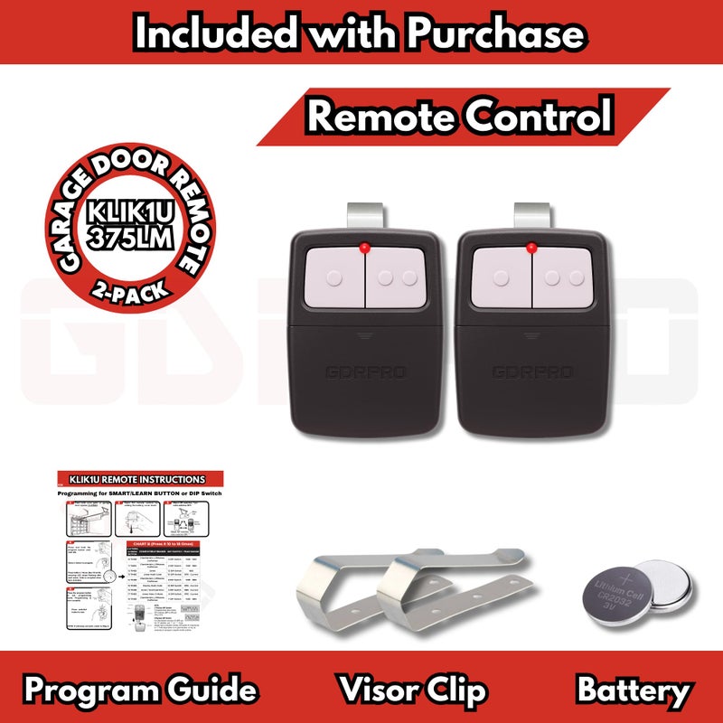 GDR PRO 2X Universal Garage Door Opener Remote, Replaces Clicker 375LM, 375UT, KLIK1U, Compatible with LiftMaster, Chamberlain, Genie, Linear â€“ Dual Door or Gate Control â€“ Learn Button & Dip Switch Ready - Image 5